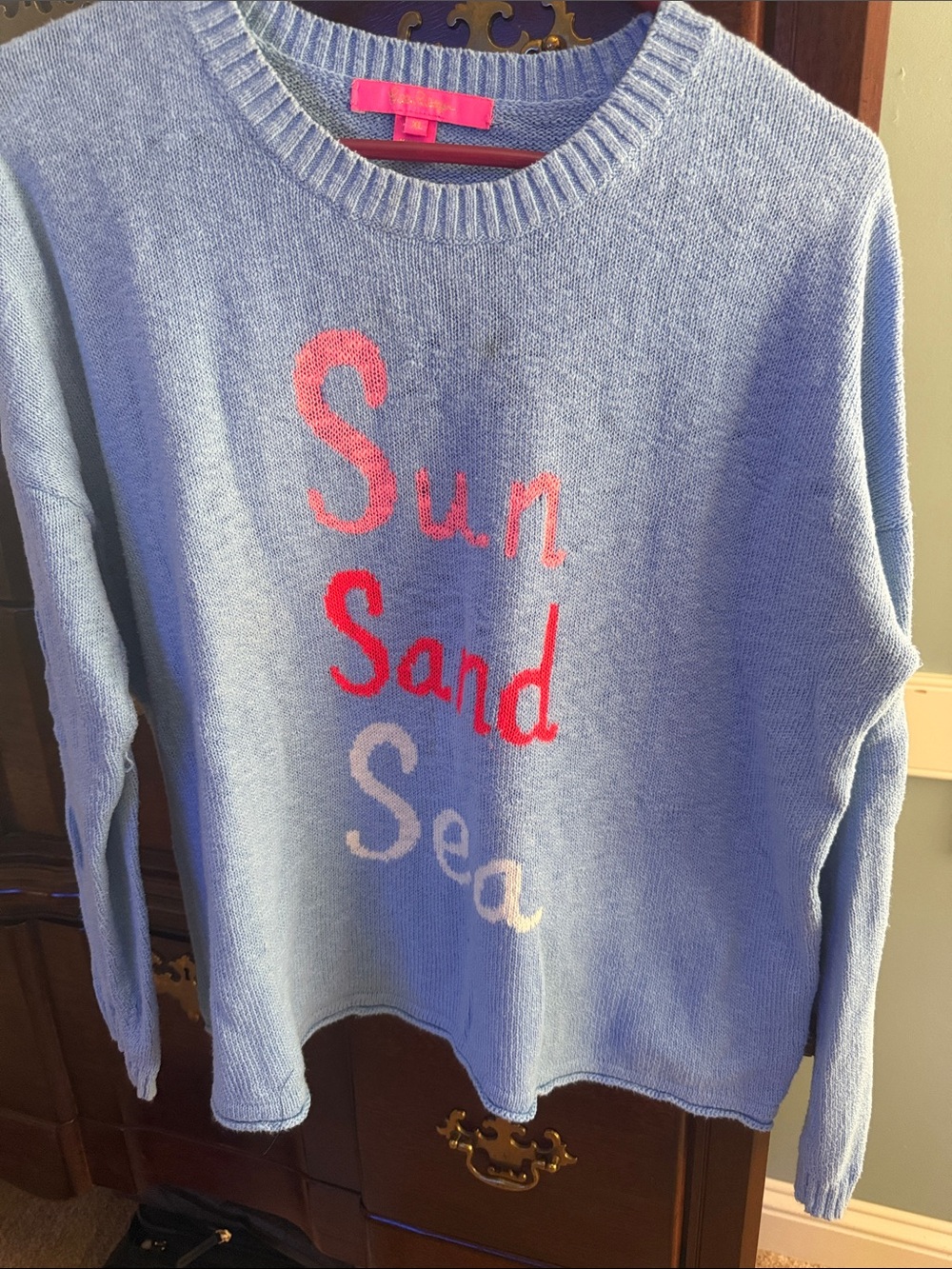 Lilly Pulitzer Light Blue 'Sun Sand Sea' Crewneck Sweater